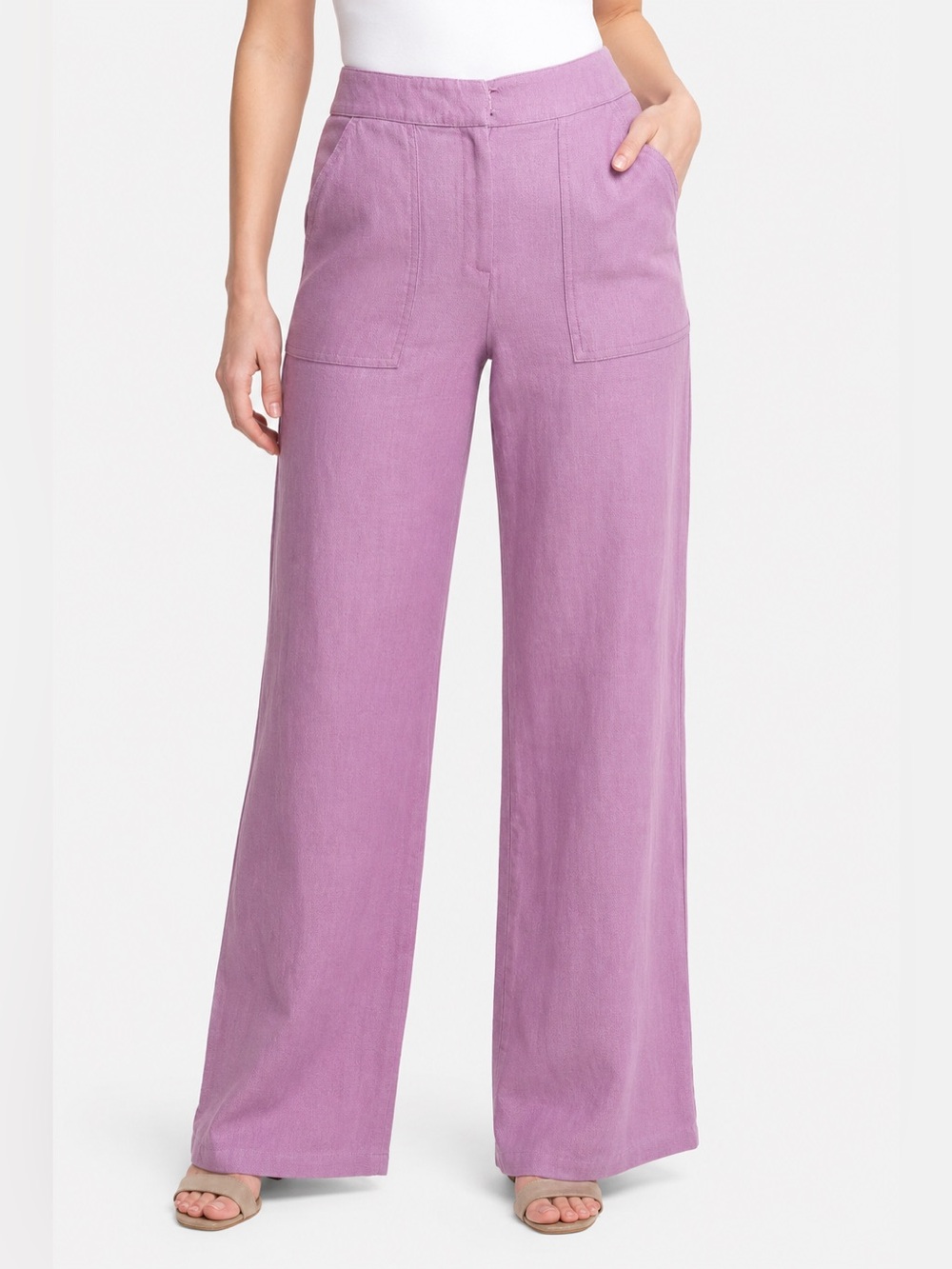 Jones Wear Sport Linen Cotton Blend Wide Leg Utility Pants Purple Size 6